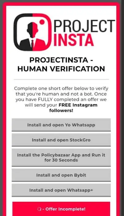 Project Instagram Free Followers – 100% FREE, Active, Instant